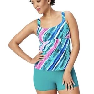 Belle by Kim Gravel Rainbow Stripe Tankini